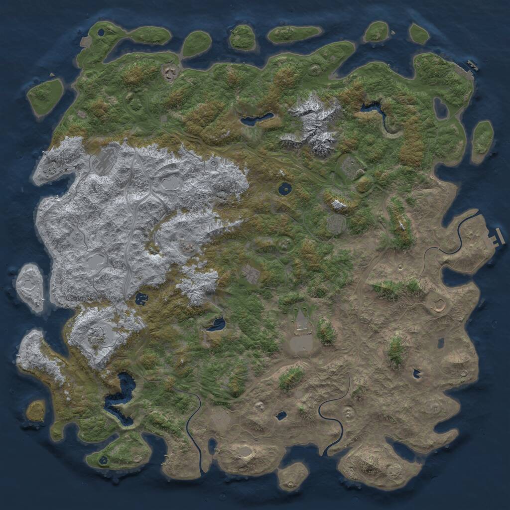 Rust Map: Procedural Map, Size: 6000, Seed: 23865, 17 Monuments