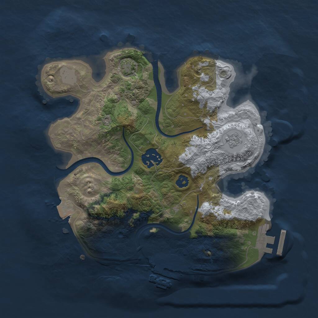 Rust Map: Procedural Map, Size: 2500, Seed: 74451208, 6 Monuments