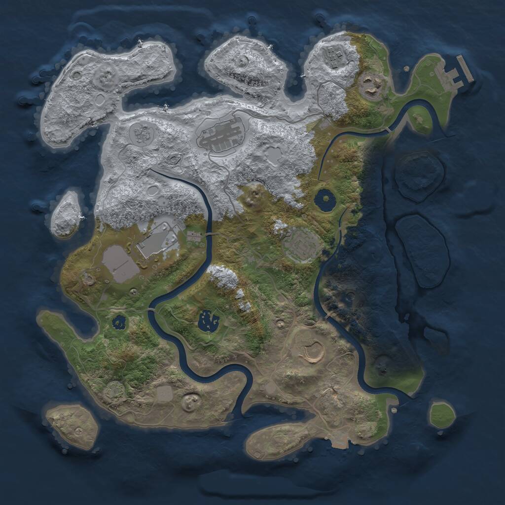 Rust Map: Procedural Map, Size: 3500, Seed: 1489813, 12 Monuments