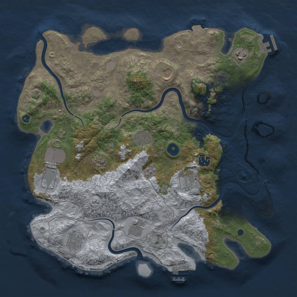 Rust Map: Procedural Map, Size: 3800, Seed: 1851212168, 16 Monuments