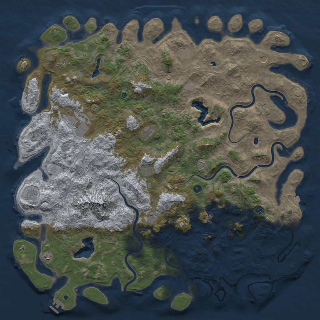 Rust Map: Procedural Map, Size: 6000, Seed: 824230267, 17 Monuments