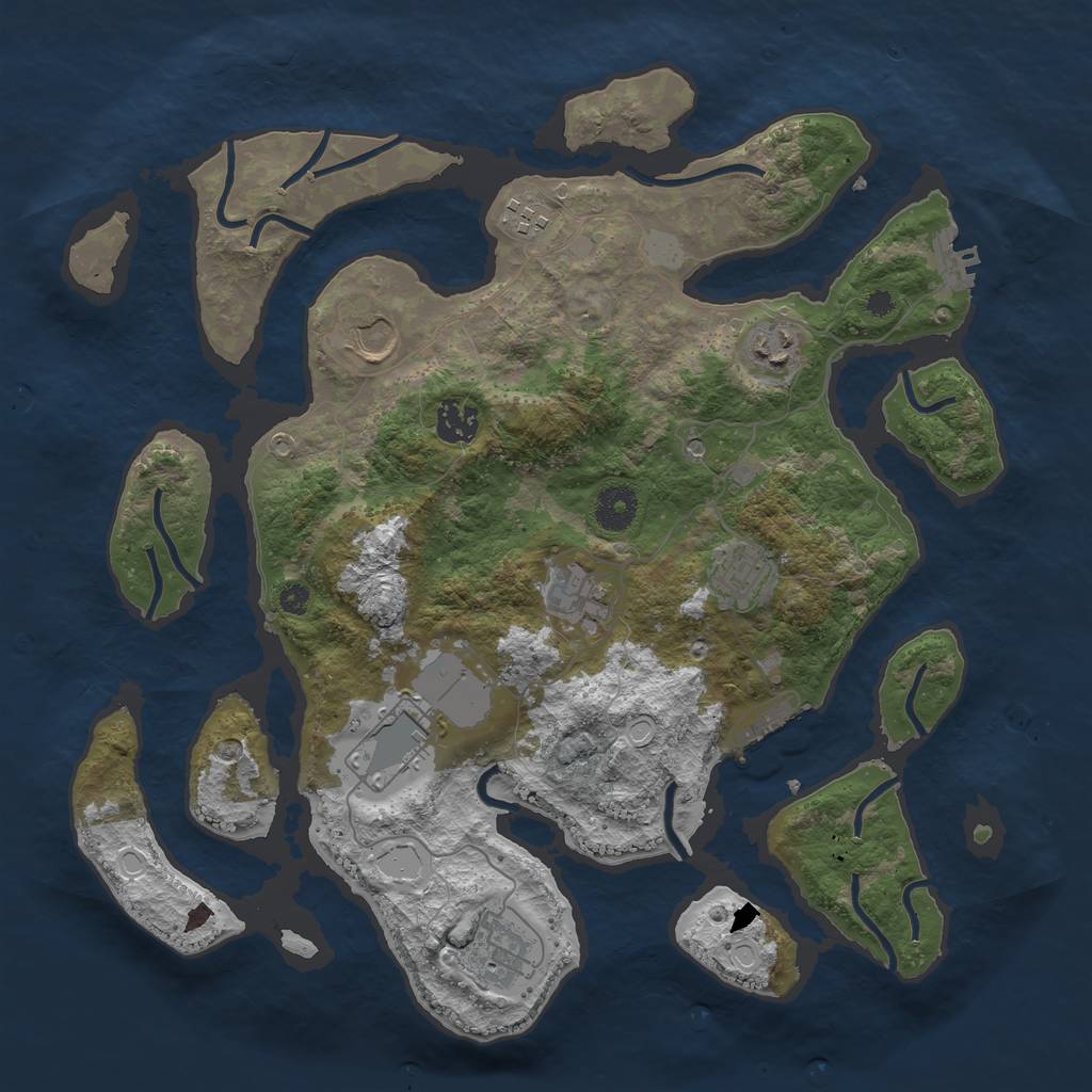 Rust Map: Procedural Map, Size: 3700, Seed: 1480475903, 16 Monuments