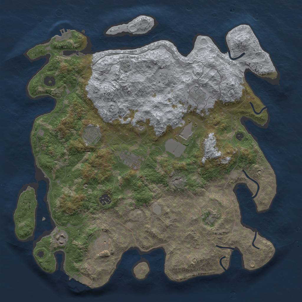 Rust Map: Procedural Map, Size: 4000, Seed: 103, 18 Monuments