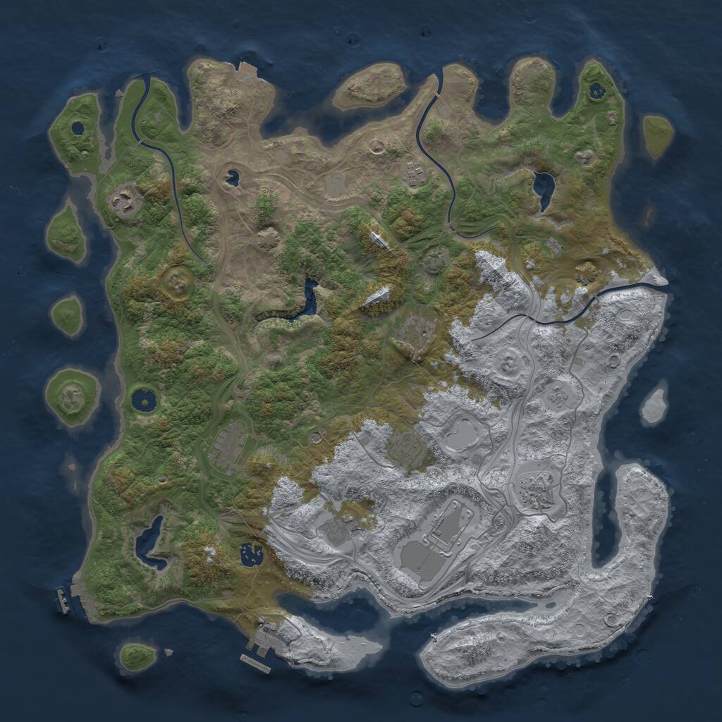 Rust Map: Procedural Map, Size: 4500, Seed: 1030834298, 15 Monuments