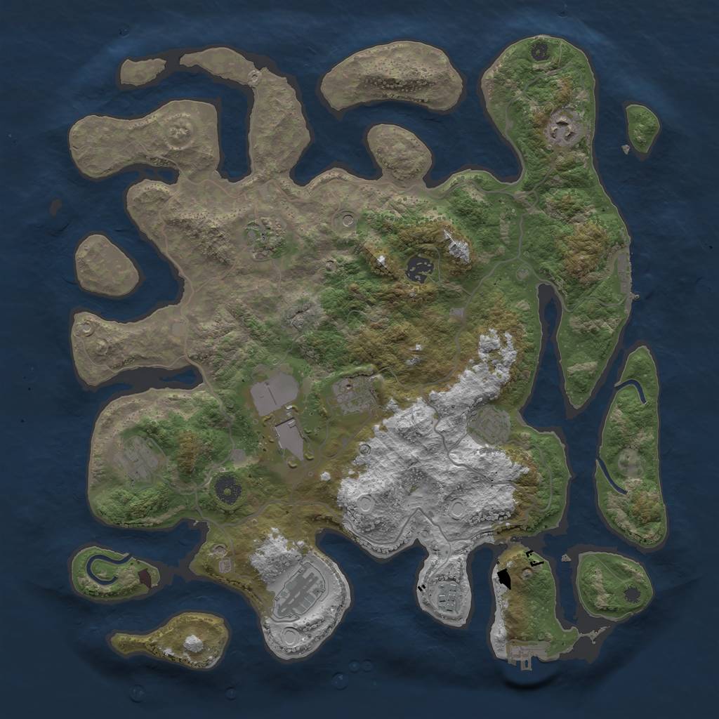 Rust Map: Procedural Map, Size: 4000, Seed: 193456789, 17 Monuments