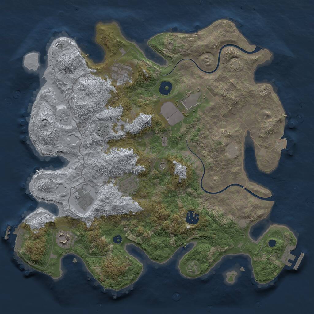 Rust Map: Procedural Map, Size: 3500, Seed: 101484981, 13 Monuments