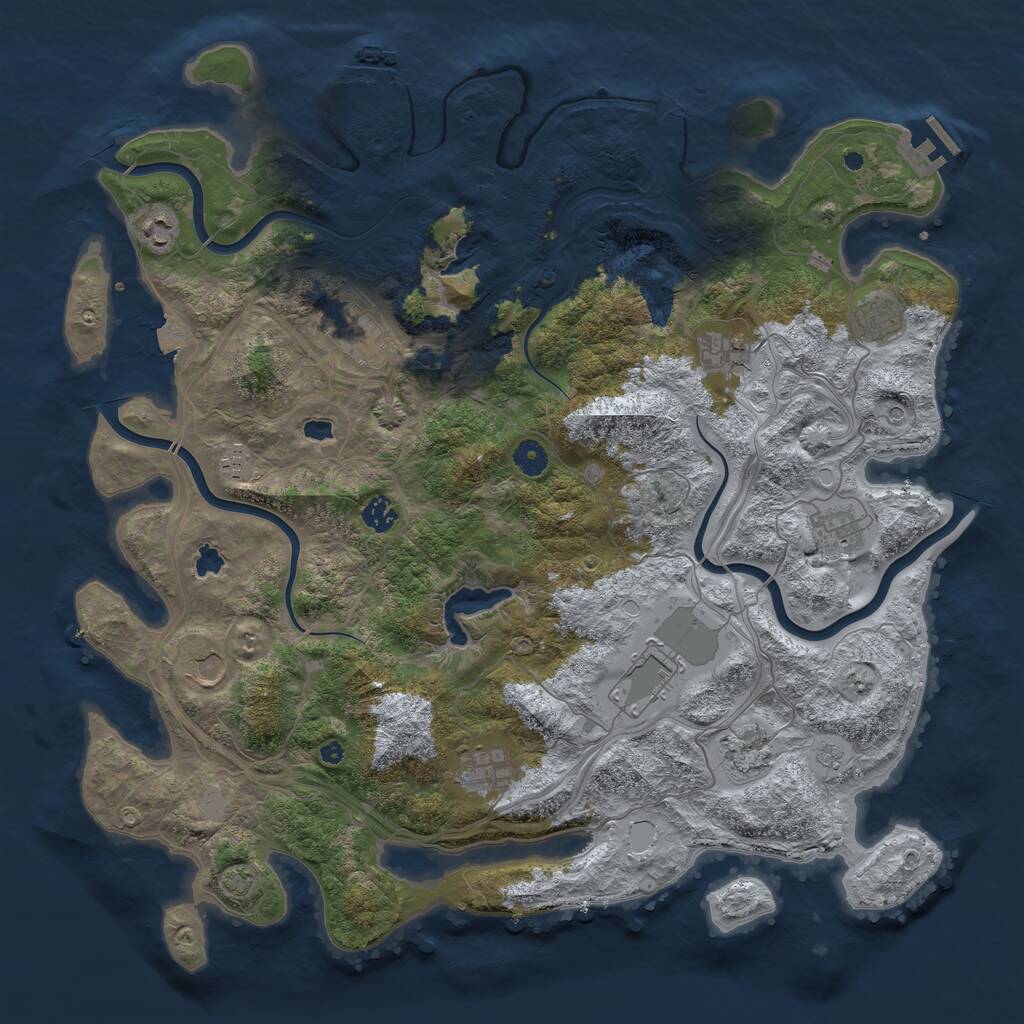 Rust Map: Procedural Map, Size: 4500, Seed: 3694726, 17 Monuments