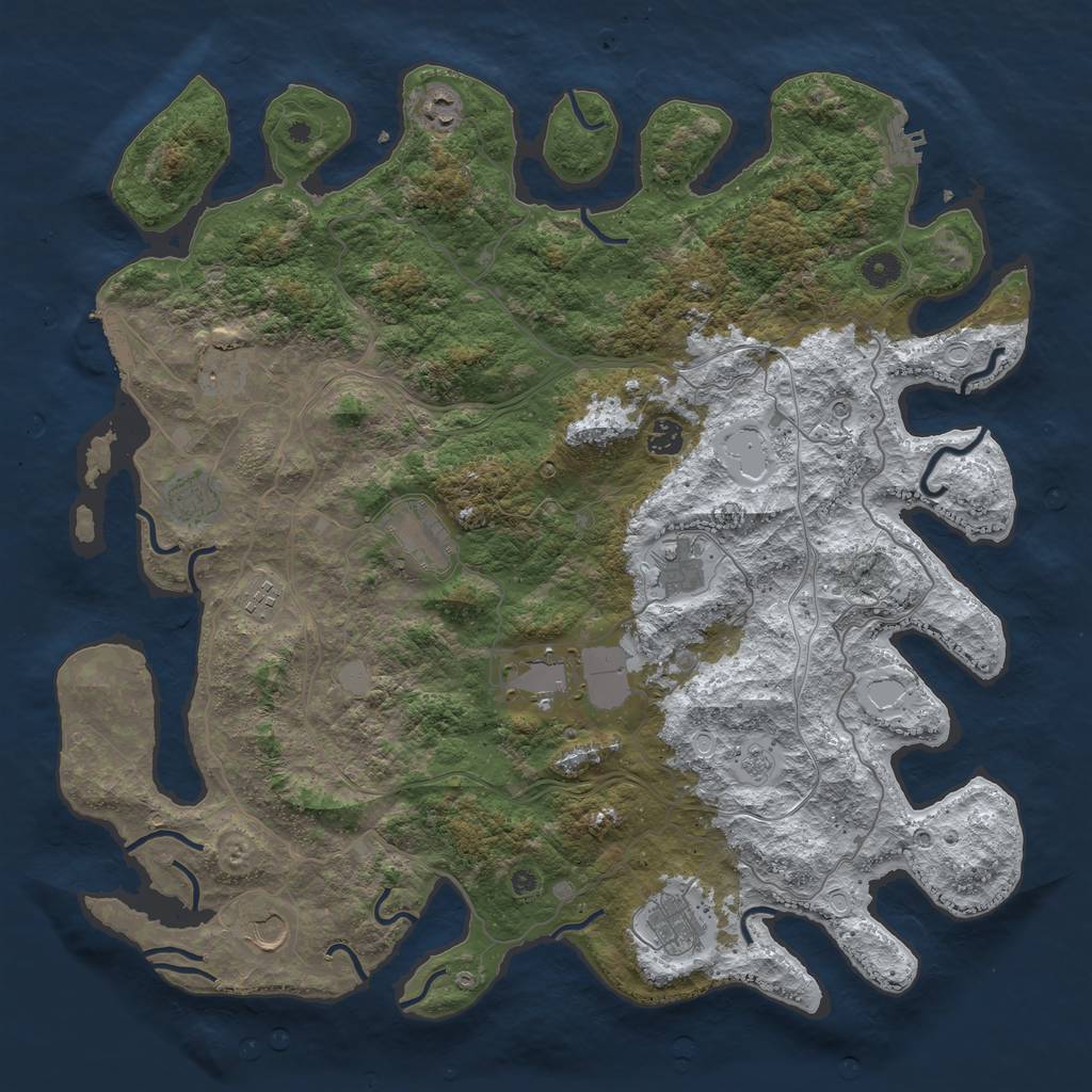 Rust Map: Procedural Map, Size: 4500, Seed: 2869594, 19 Monuments