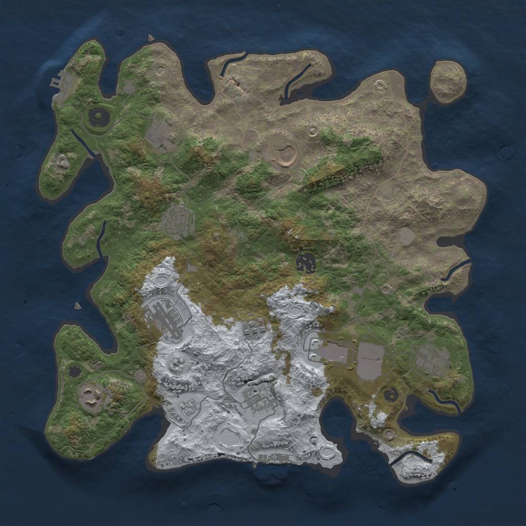 Rust Map: Procedural Map, Size: 3700, Seed: 1655832, 19 Monuments