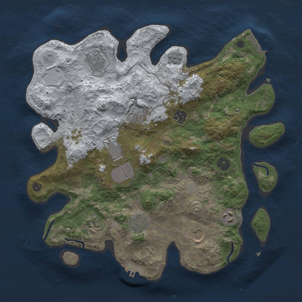 Rust Map: Procedural Map, Size: 3500, Seed: 1623119, 18 Monuments