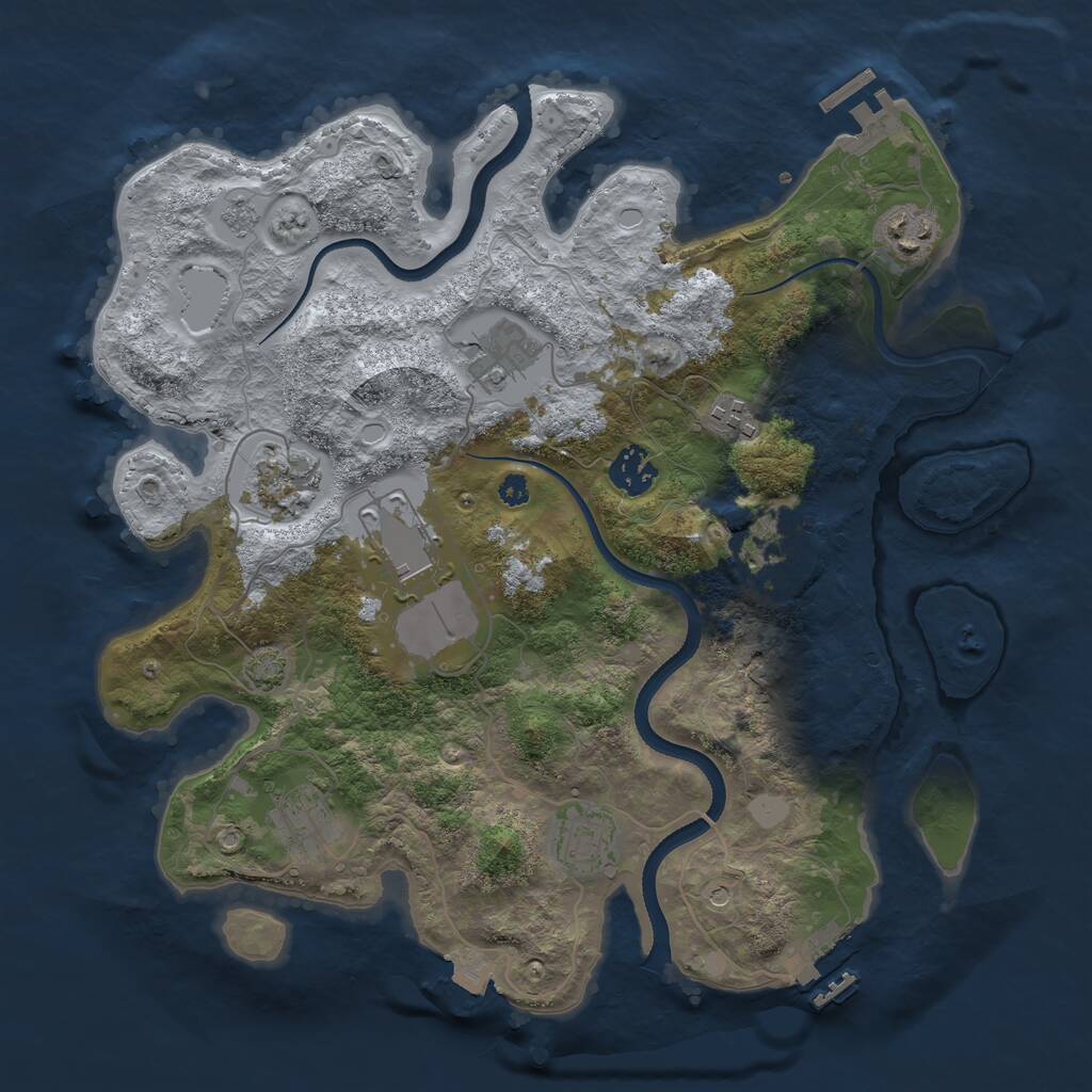 Rust Map: Procedural Map, Size: 3500, Seed: 1623119, 15 Monuments