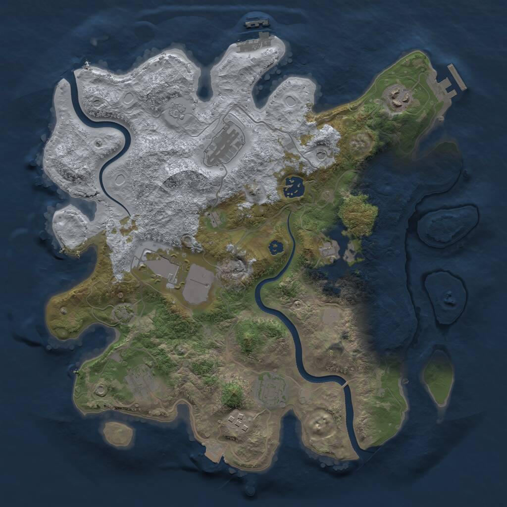 Rust Map: Procedural Map, Size: 3500, Seed: 1623119, 14 Monuments