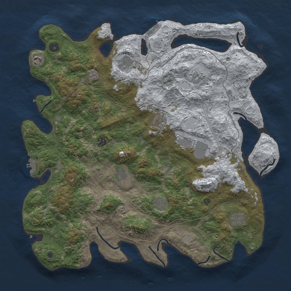 Rust Map: Procedural Map, Size: 4500, Seed: 5374570, 19 Monuments