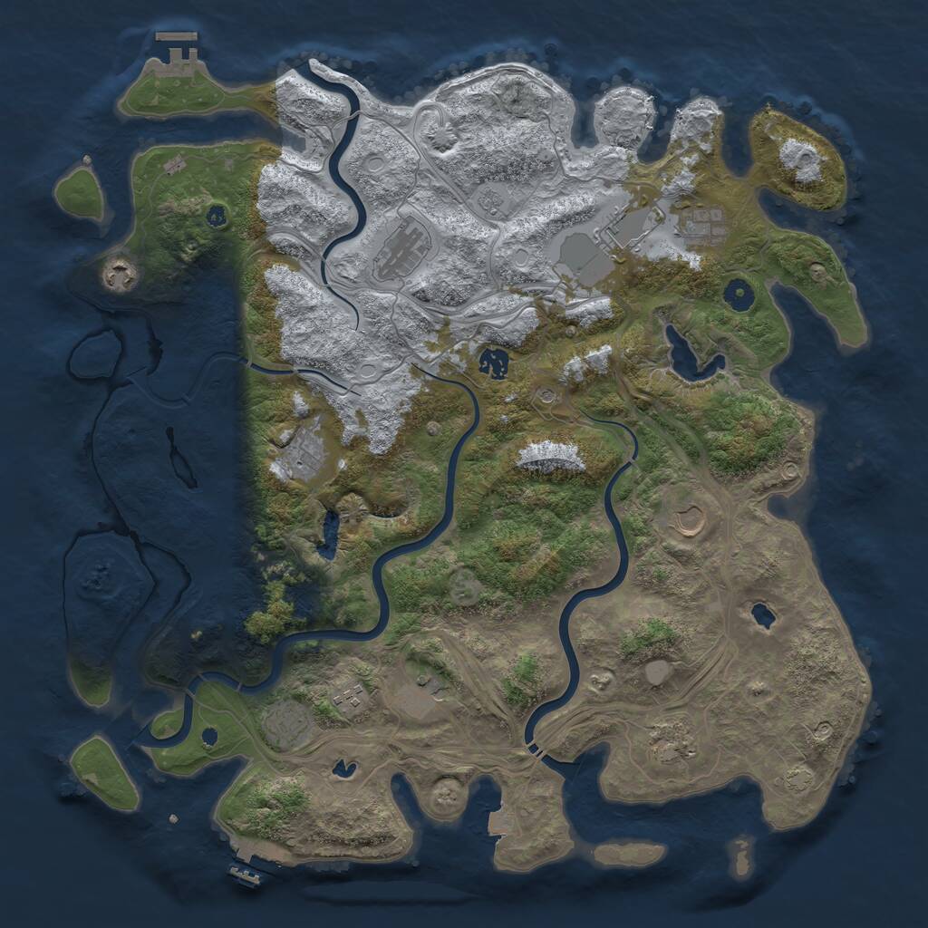 Rust Map: Procedural Map, Size: 4500, Seed: 5022384, 17 Monuments