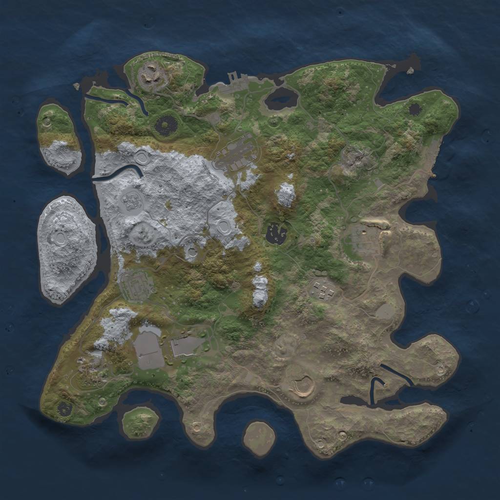 Rust Map: Procedural Map, Size: 3500, Seed: 26740571, 18 Monuments