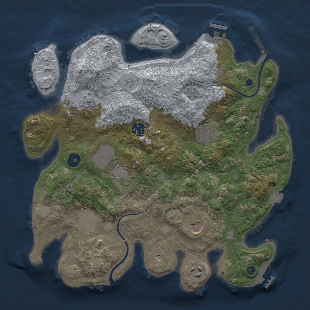 Rust Map: Procedural Map, Size: 3500, Seed: 136201002, 14 Monuments