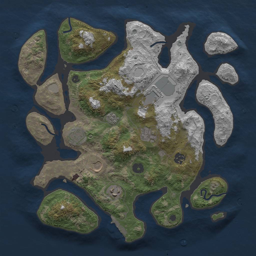 Rust Map: Procedural Map, Size: 3500, Seed: 4200000, 14 Monuments