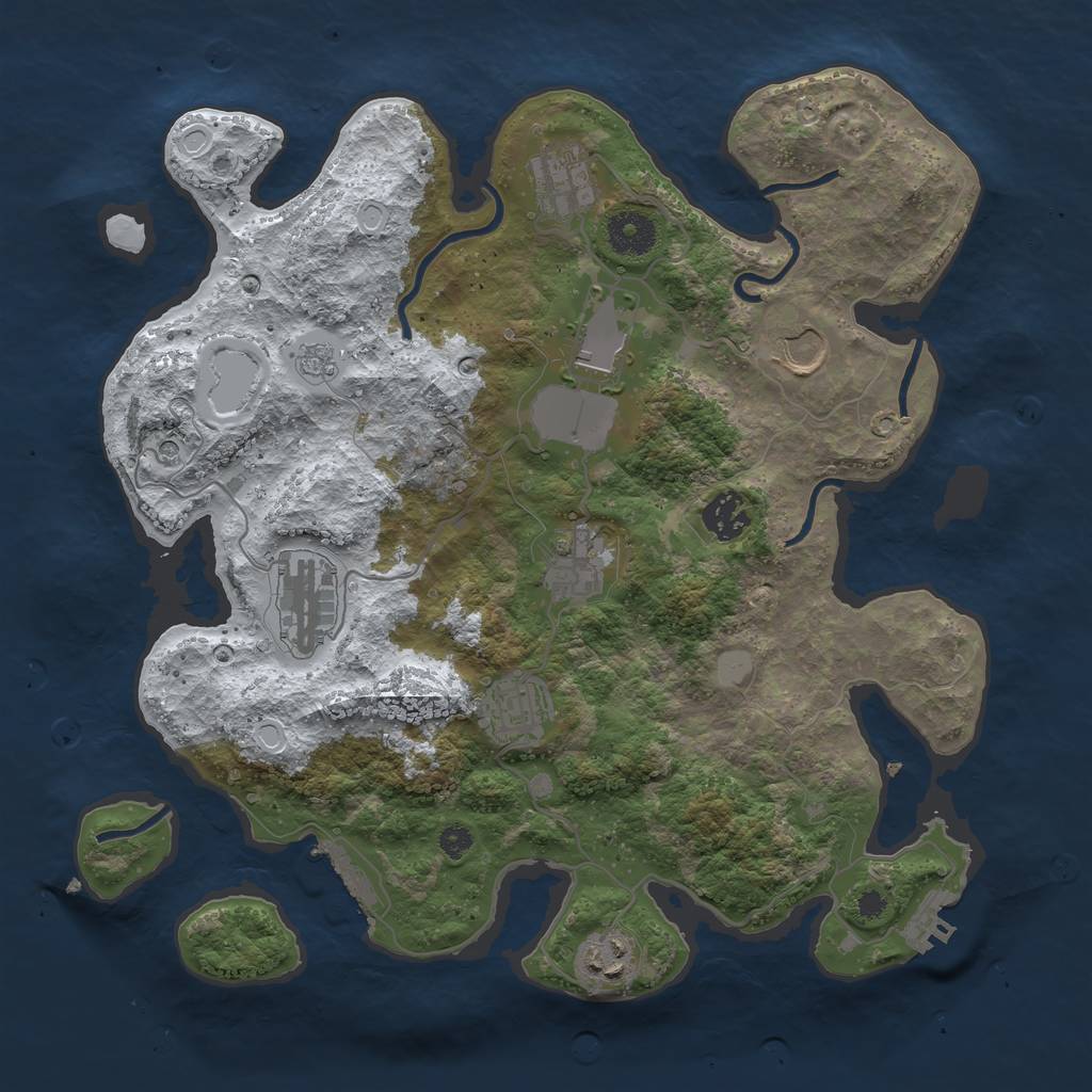 Rust Map: Procedural Map, Size: 3500, Seed: 1678281416, 17 Monuments