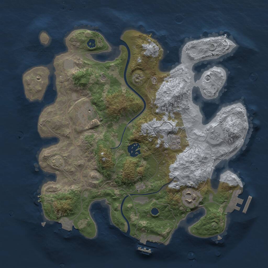Rust Map: Procedural Map, Size: 3000, Seed: 630203741, 9 Monuments