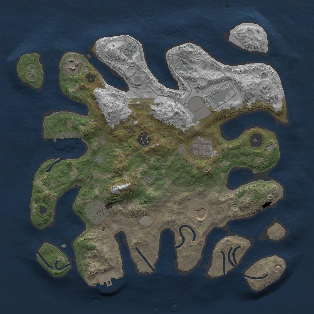 Rust Map: Procedural Map, Size: 3500, Seed: 1256412987, 15 Monuments