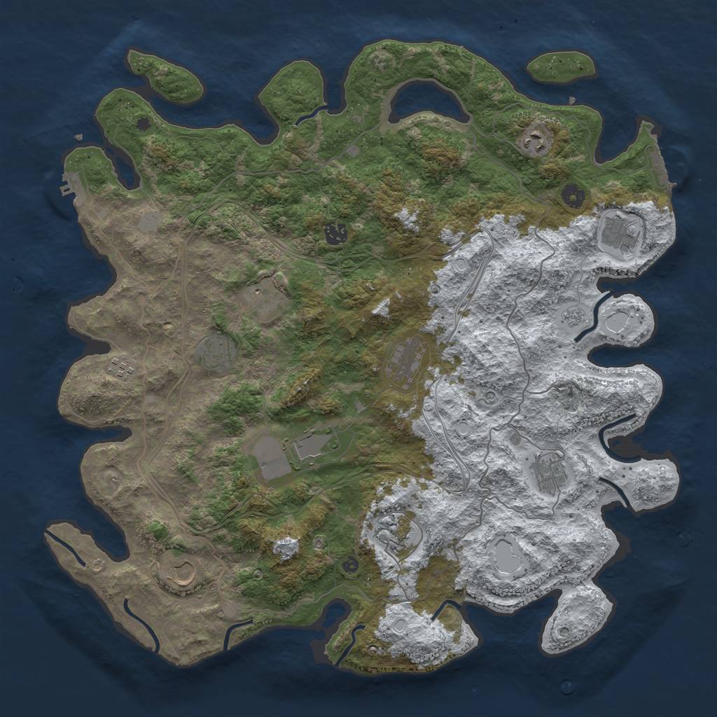 Rust Map: Procedural Map, Size: 4500, Seed: 4261860, 20 Monuments