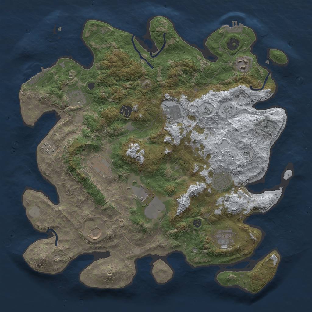 Rust Map: Procedural Map, Size: 3850, Seed: 1269011964, 19 Monuments