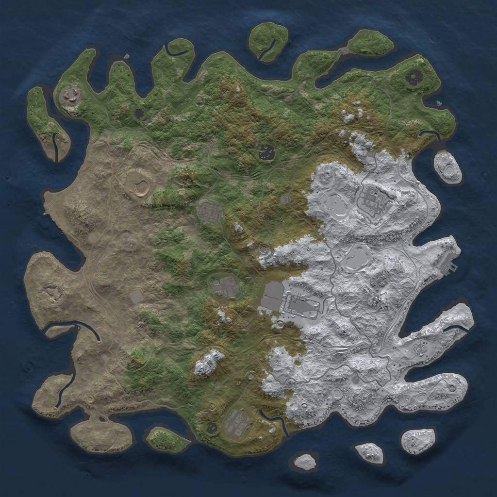 Rust Map: Procedural Map, Size: 4500, Seed: 5703696, 18 Monuments