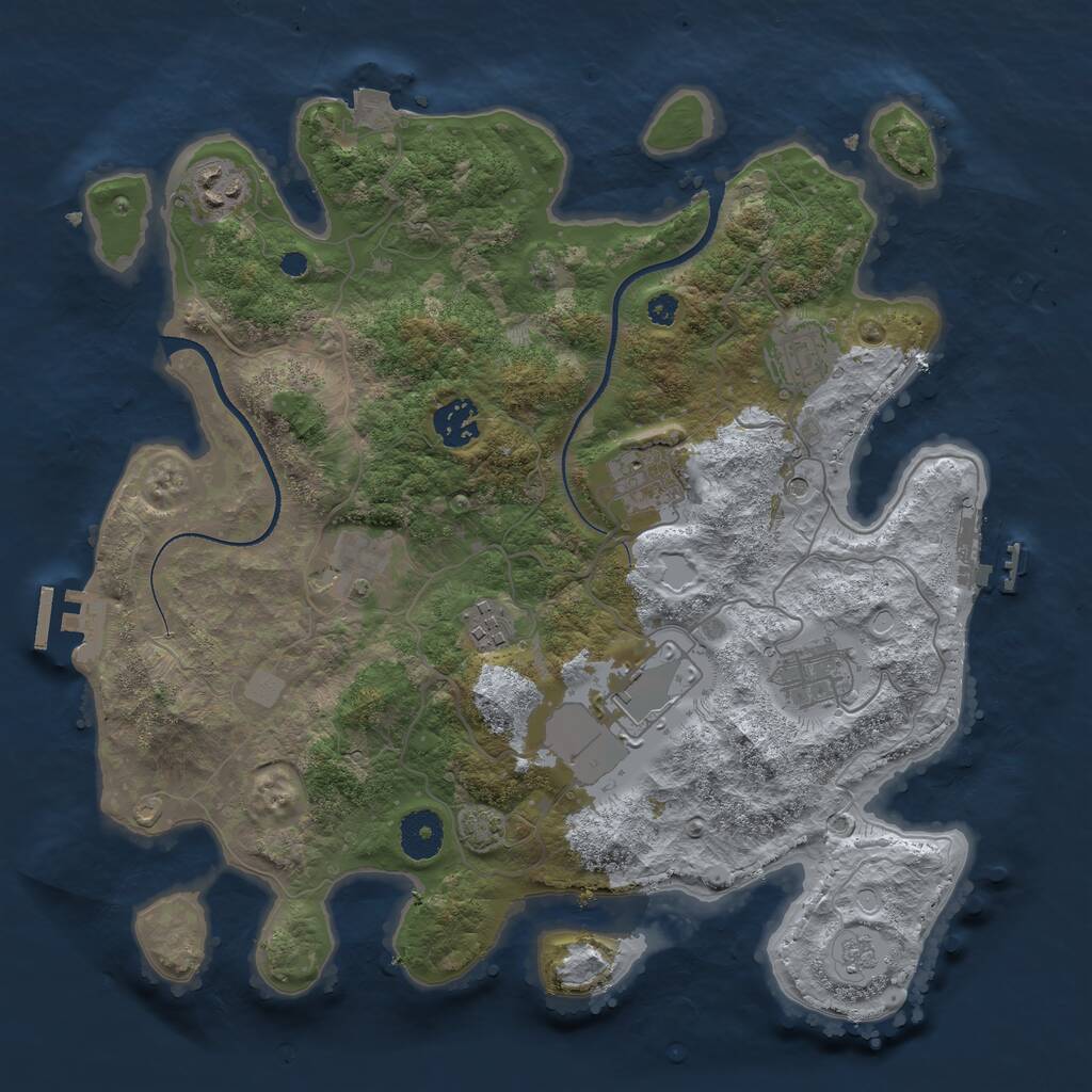 Rust Map: Procedural Map, Size: 3500, Seed: 154379, 14 Monuments