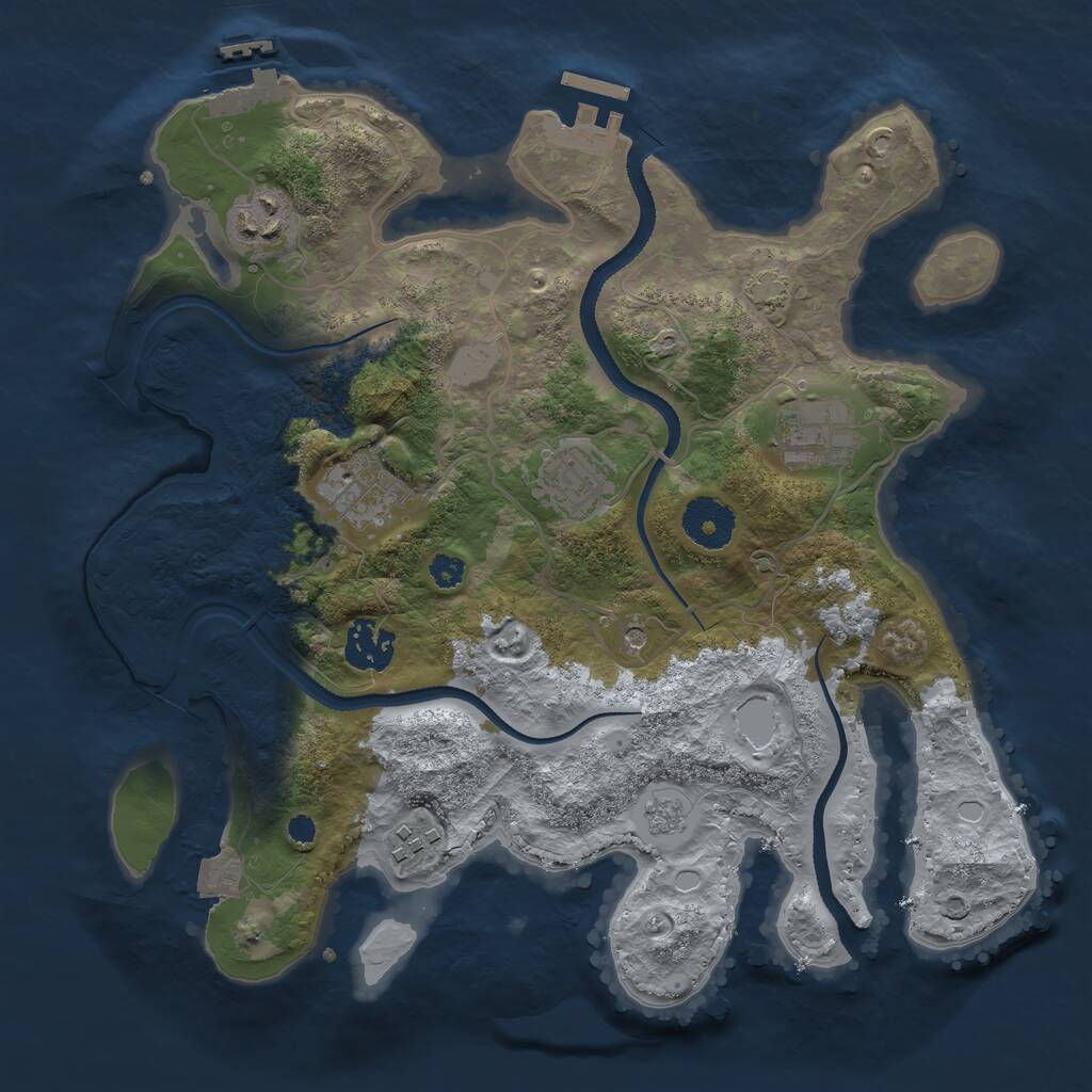 Rust Map: Procedural Map, Size: 3200, Seed: 1936350758, 12 Monuments
