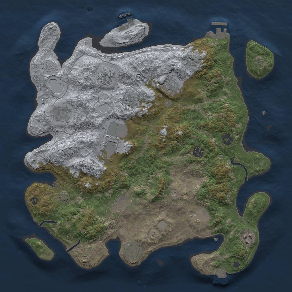 Rust Map: Procedural Map, Size: 3850, Seed: 988414069, 16 Monuments