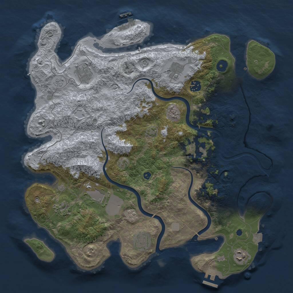 Rust Map: Procedural Map, Size: 3850, Seed: 988414069, 15 Monuments