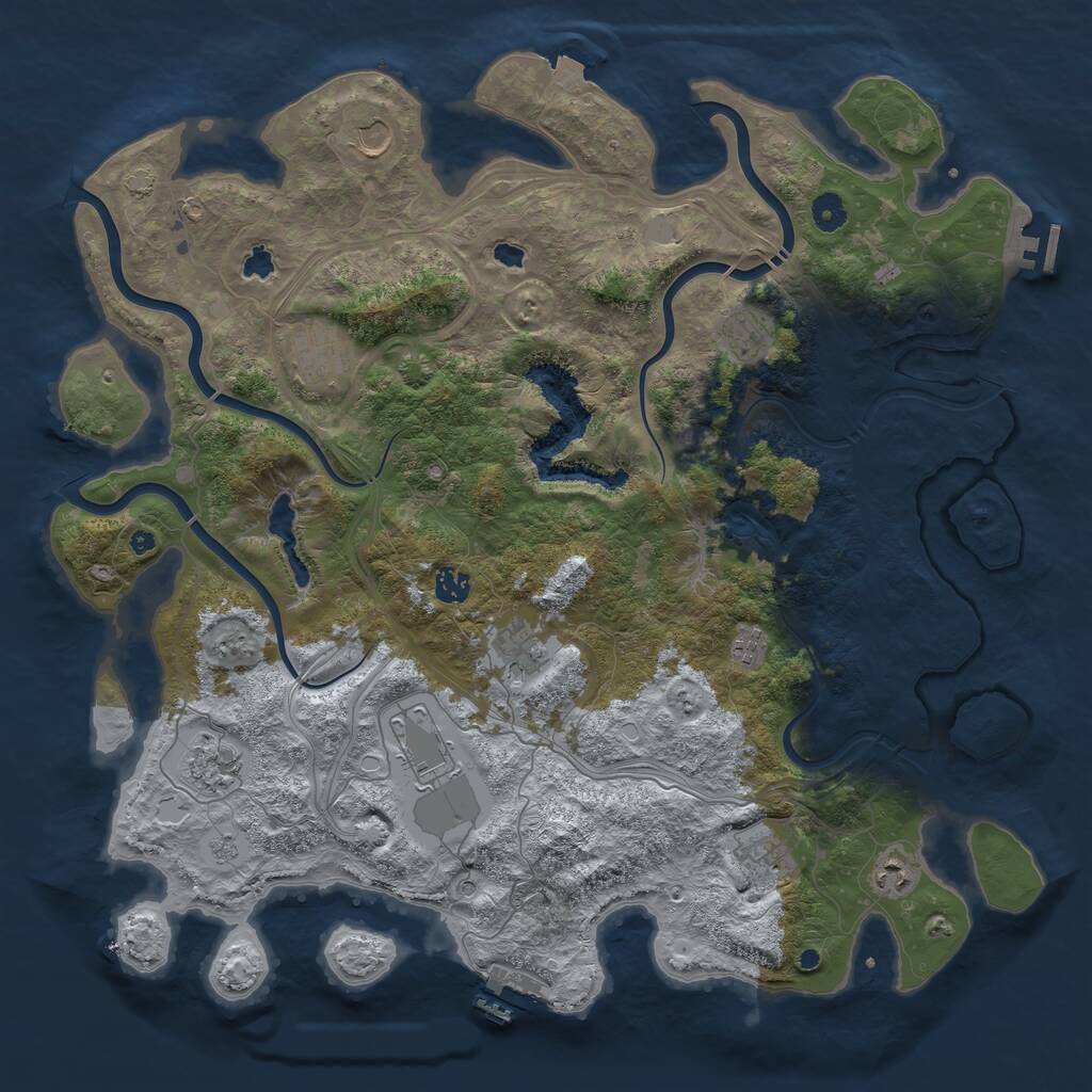 Rust Map: Procedural Map, Size: 4500, Seed: 6140504, 16 Monuments