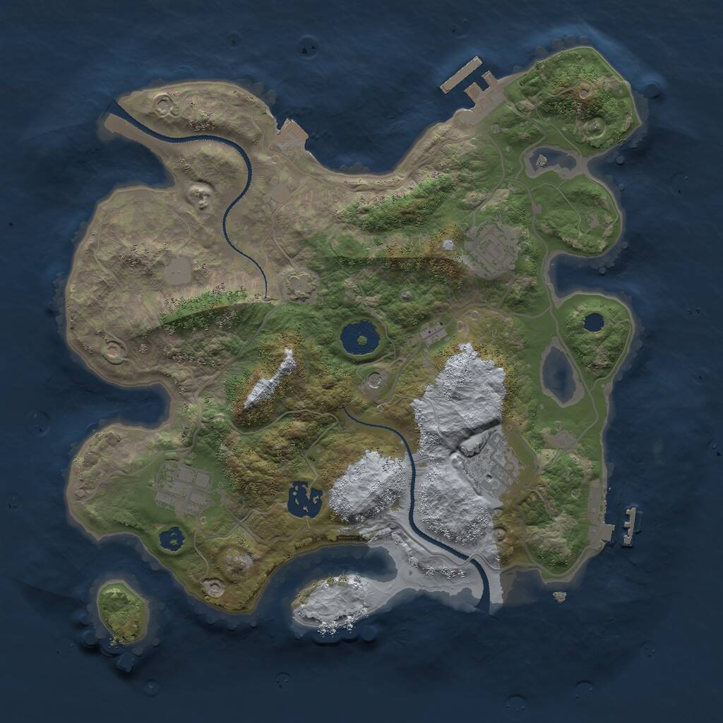 Rust Map: Procedural Map, Size: 3000, Seed: 44600365, 9 Monuments