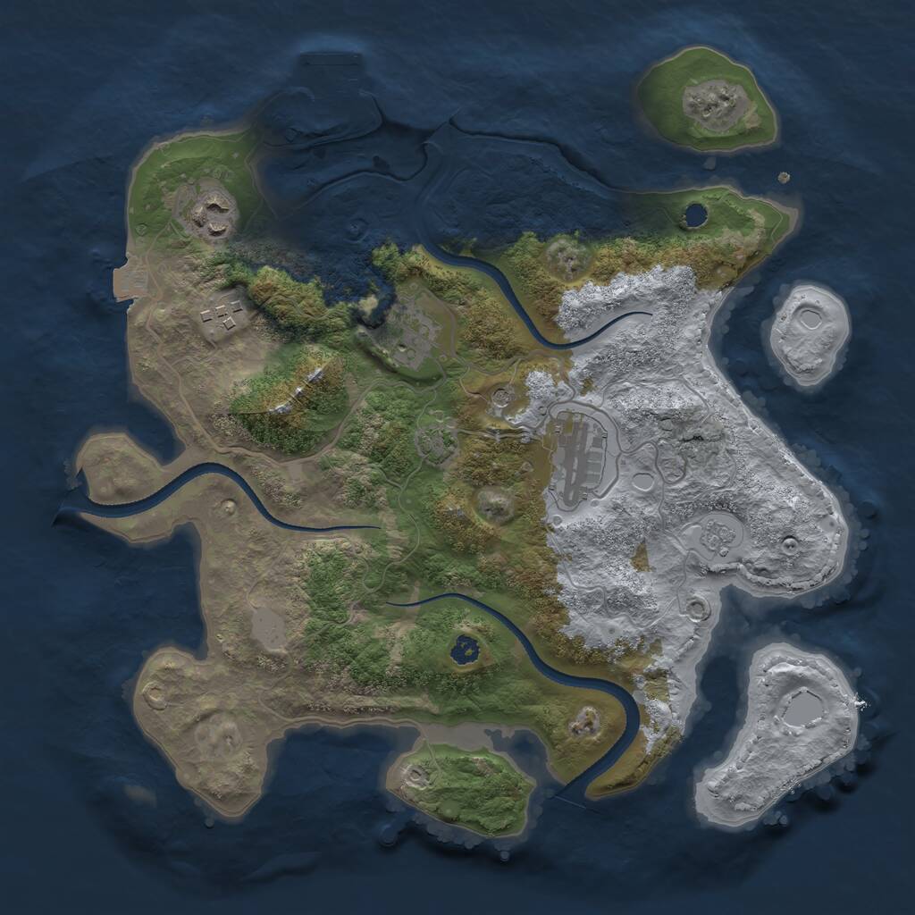 Rust Map: Procedural Map, Size: 3215, Seed: 74815125, 9 Monuments