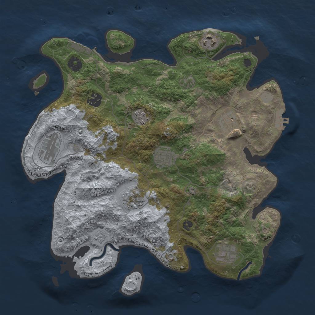 Rust Map: Procedural Map, Size: 3300, Seed: 121818767, 17 Monuments