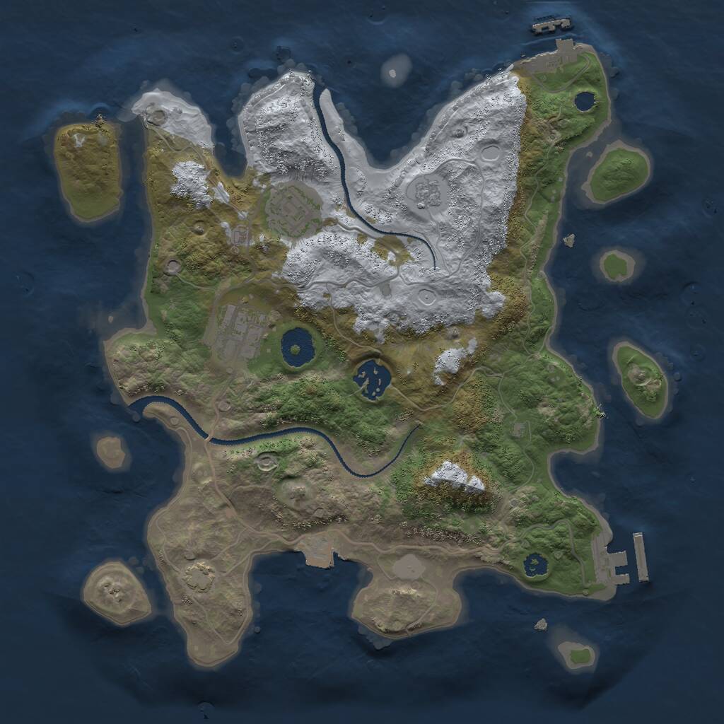 Rust Map: Procedural Map, Size: 3000, Seed: 987619408, 8 Monuments