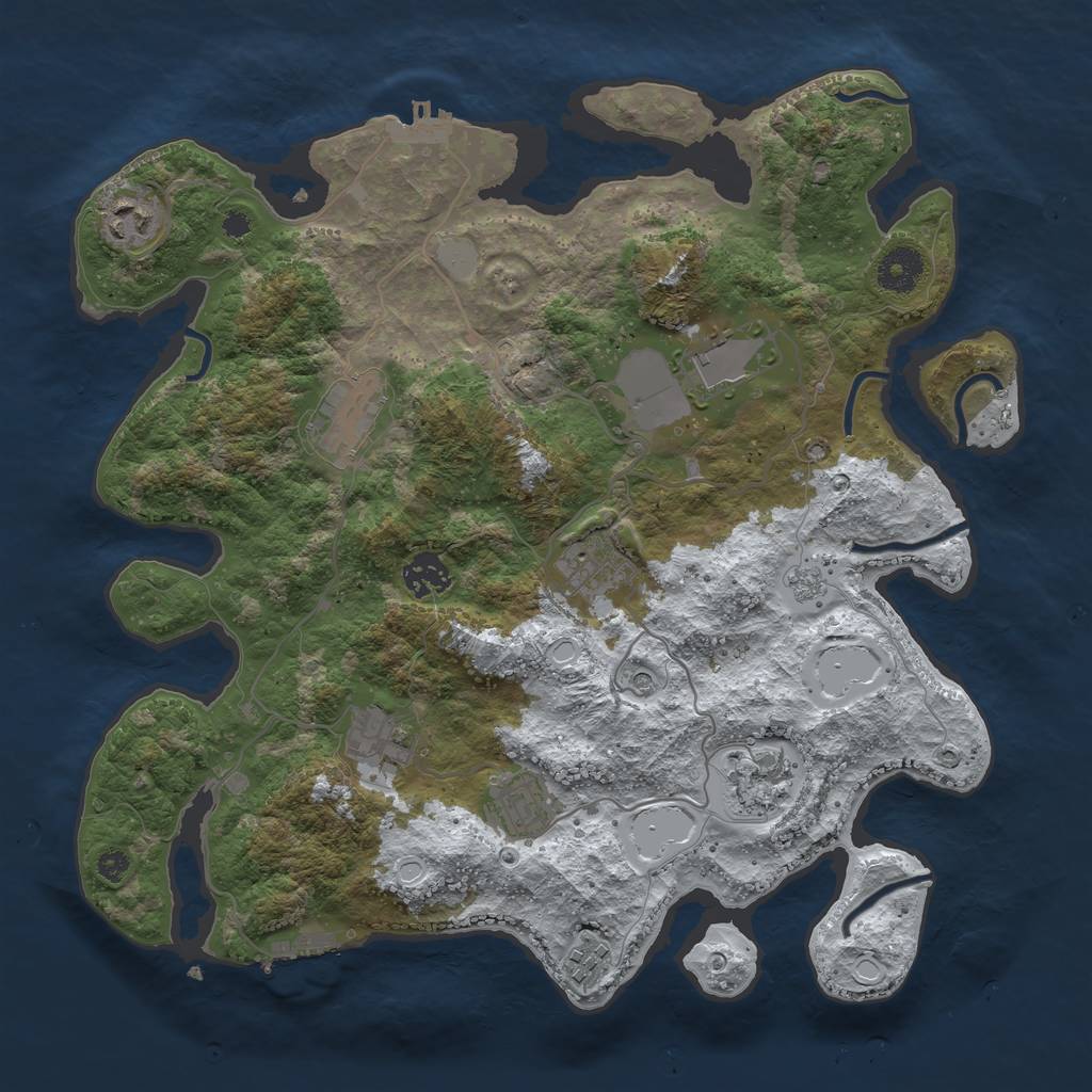 Rust Map: Procedural Map, Size: 3600, Seed: 1281523716, 18 Monuments