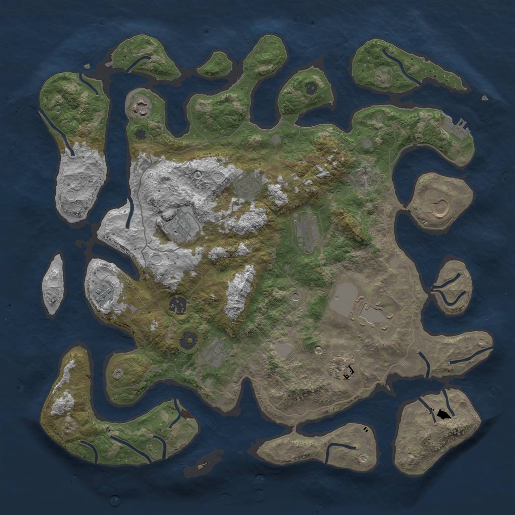 Rust Map: Procedural Map, Size: 4250, Seed: 1104247605, 17 Monuments