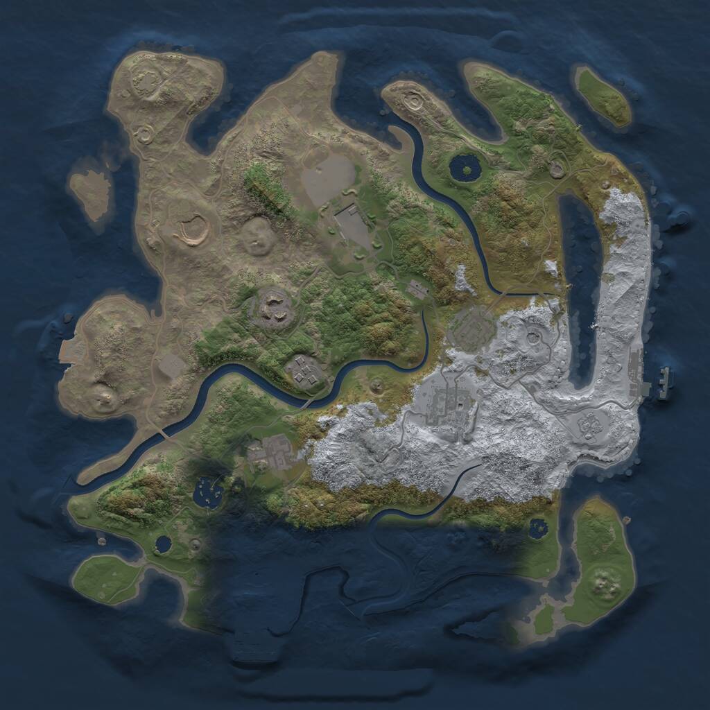 Rust Map: Procedural Map, Size: 3500, Seed: 12555425, 14 Monuments