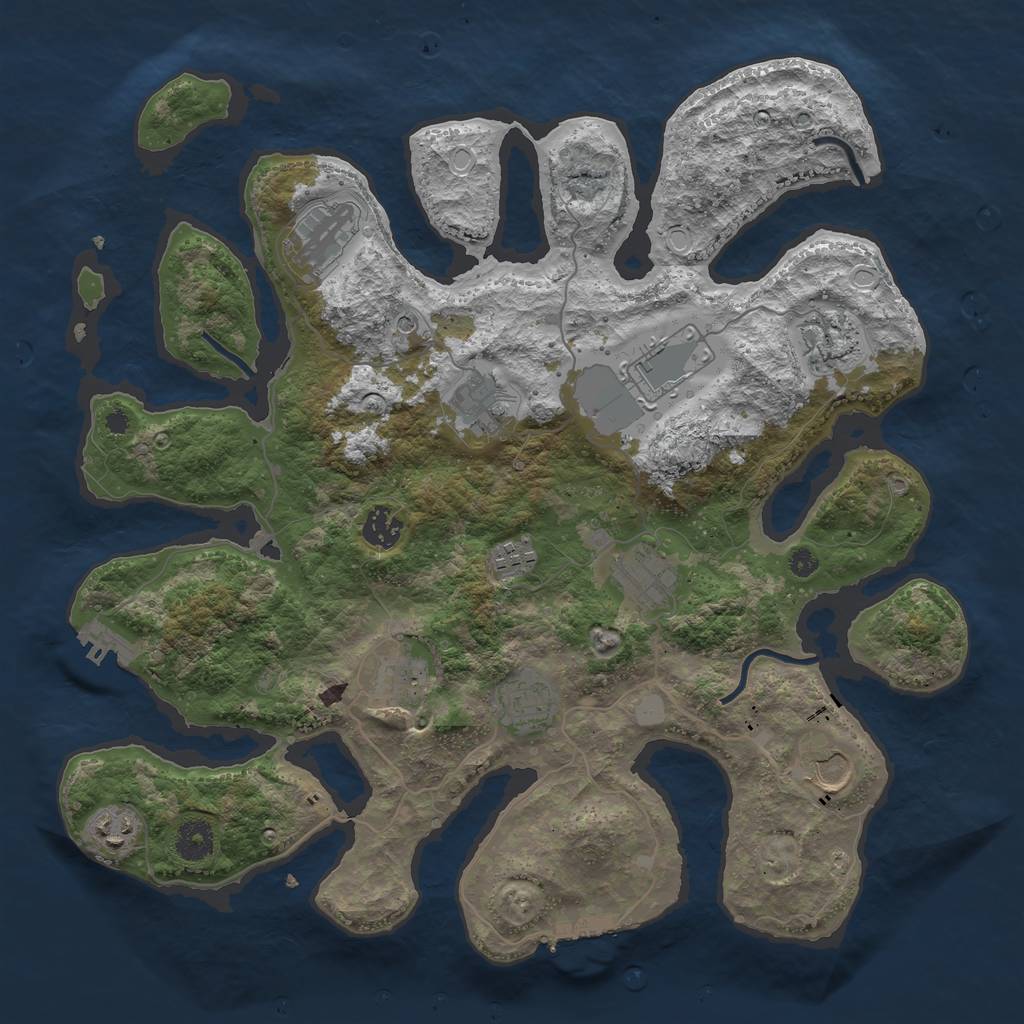 Rust Map: Procedural Map, Size: 3850, Seed: 1918449116, 19 Monuments