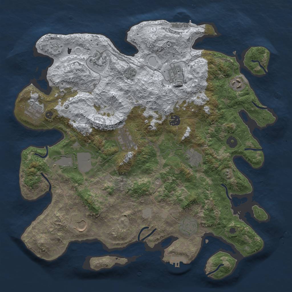 Rust Map: Procedural Map, Size: 3900, Seed: 292441442, 20 Monuments