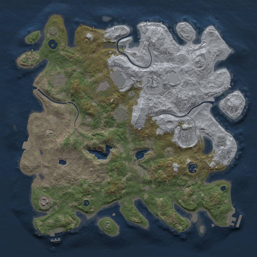 Rust Map: Procedural Map, Size: 4100, Seed: 5000, 14 Monuments
