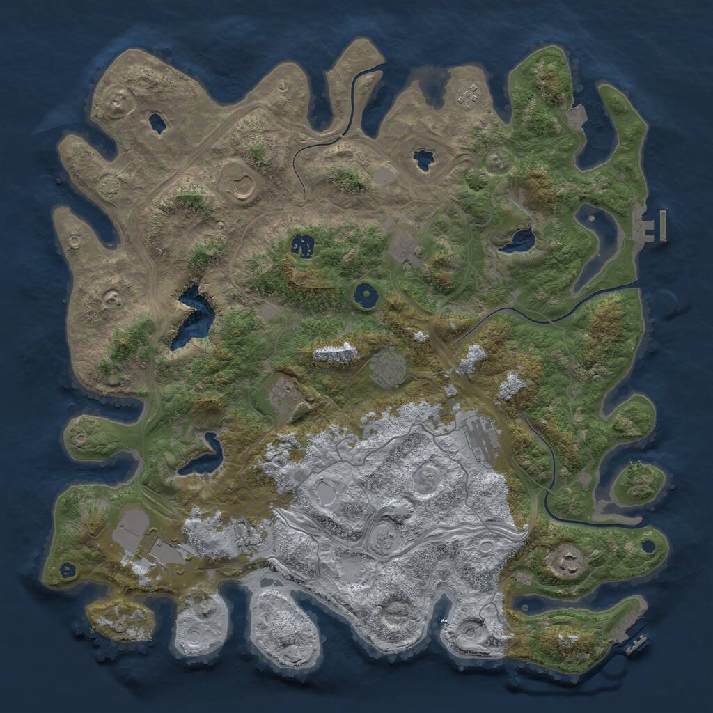 Rust Map: Procedural Map, Size: 4500, Seed: 4100219, 16 Monuments