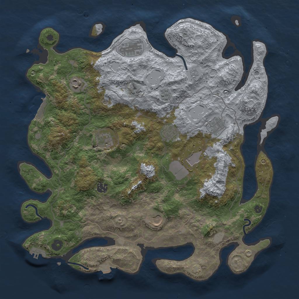 Rust Map: Procedural Map, Size: 4000, Seed: 65877104, 17 Monuments