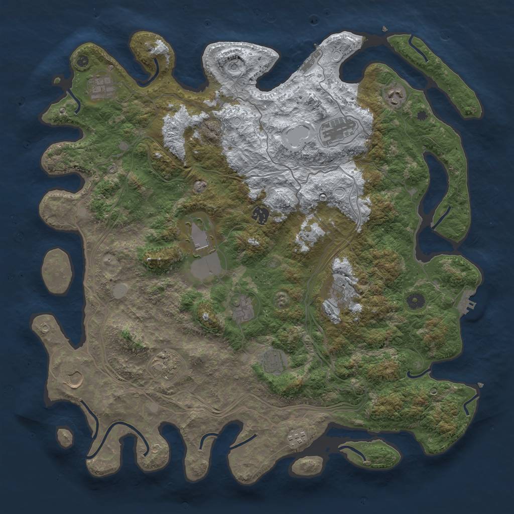 Rust Map: Procedural Map, Size: 4500, Seed: 5363512, 19 Monuments