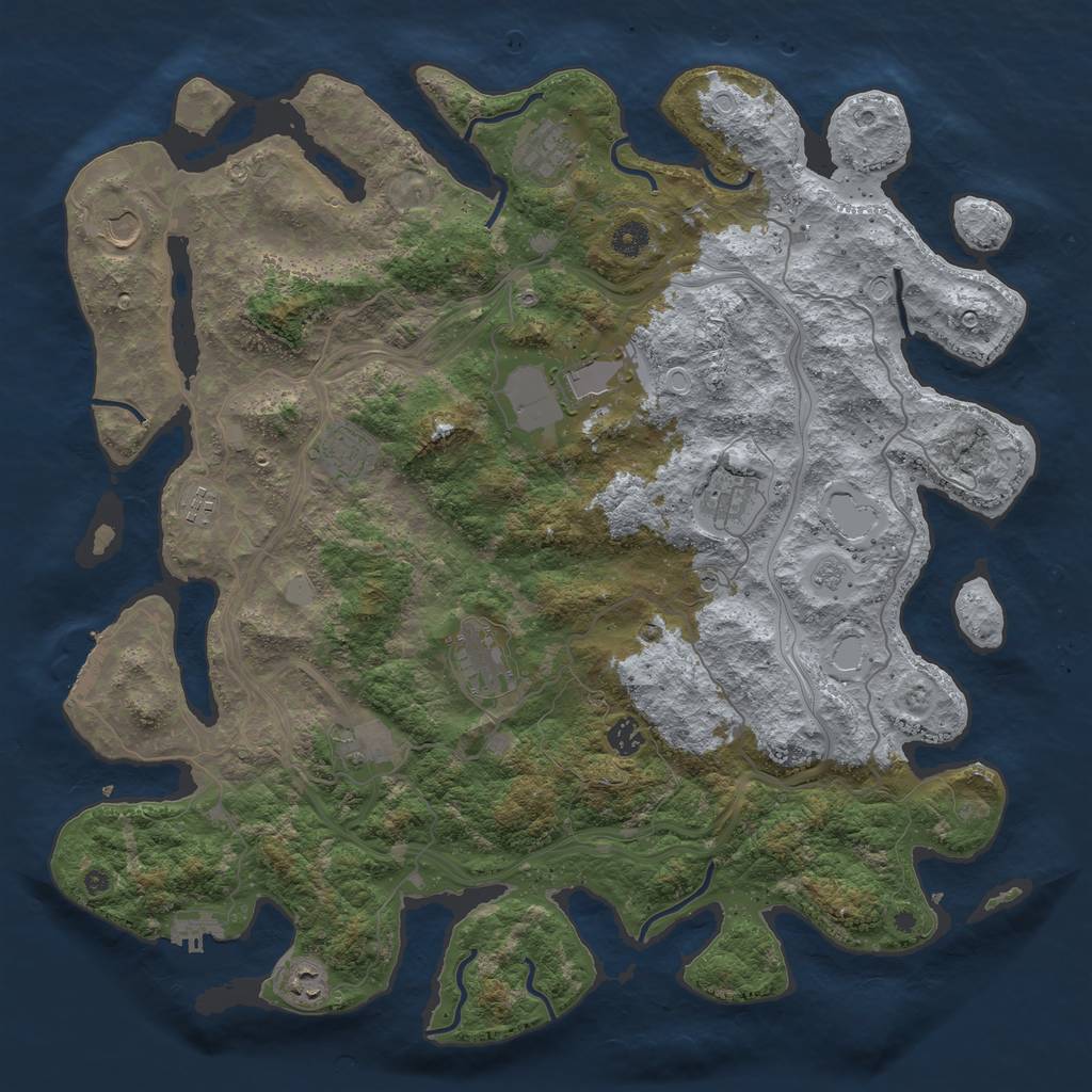 Rust Map: Procedural Map, Size: 4500, Seed: 409140, 19 Monuments