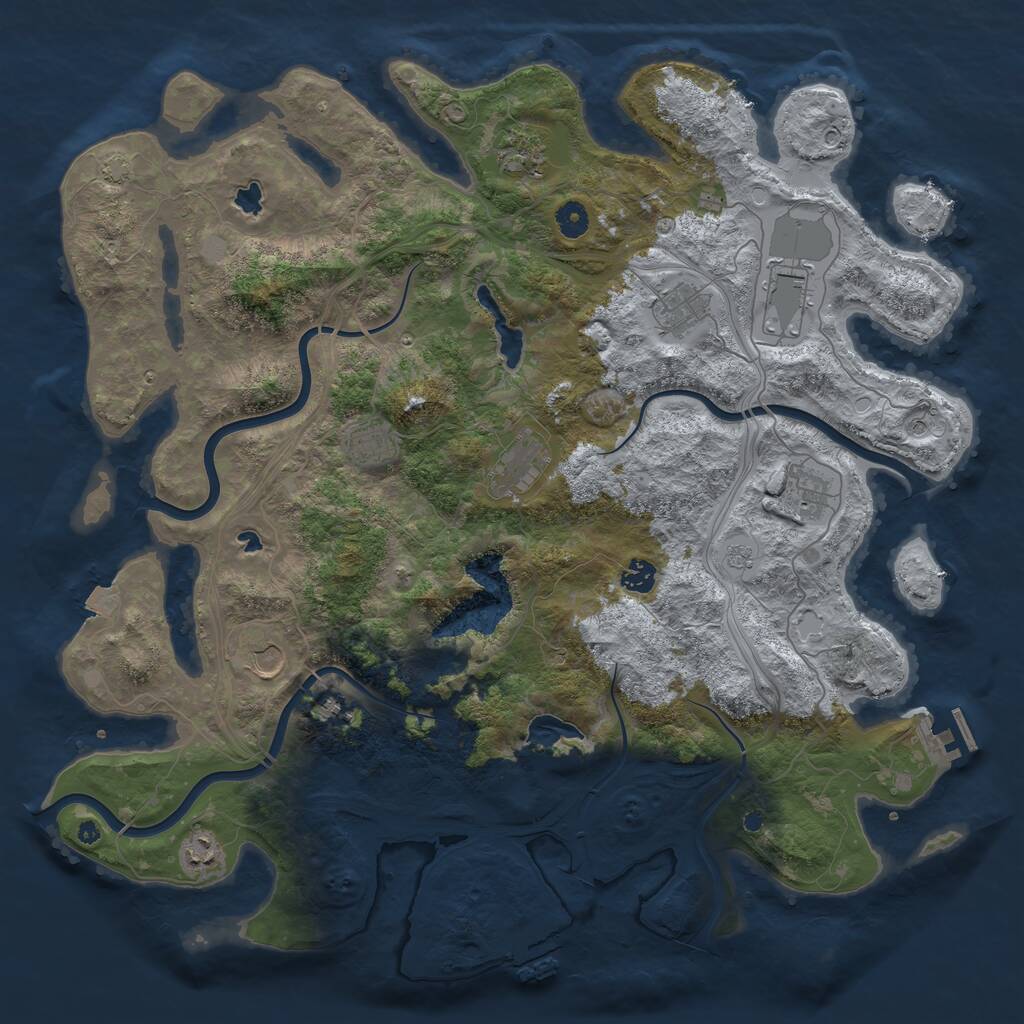 Rust Map: Procedural Map, Size: 4500, Seed: 409140, 16 Monuments