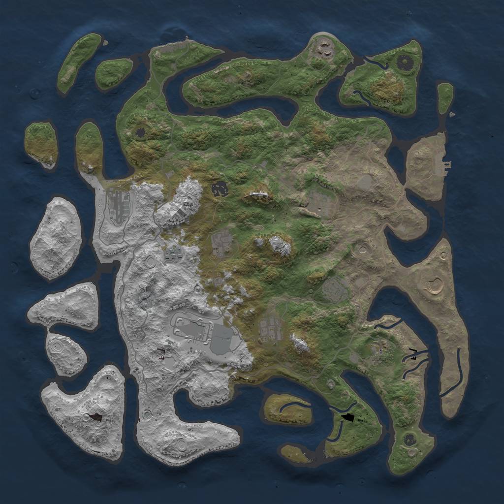 Rust Map: Procedural Map, Size: 4500, Seed: 3847717, 19 Monuments
