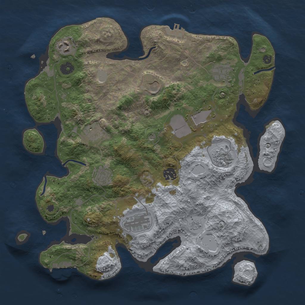 Rust Map: Procedural Map, Size: 3500, Seed: 106264033, 18 Monuments