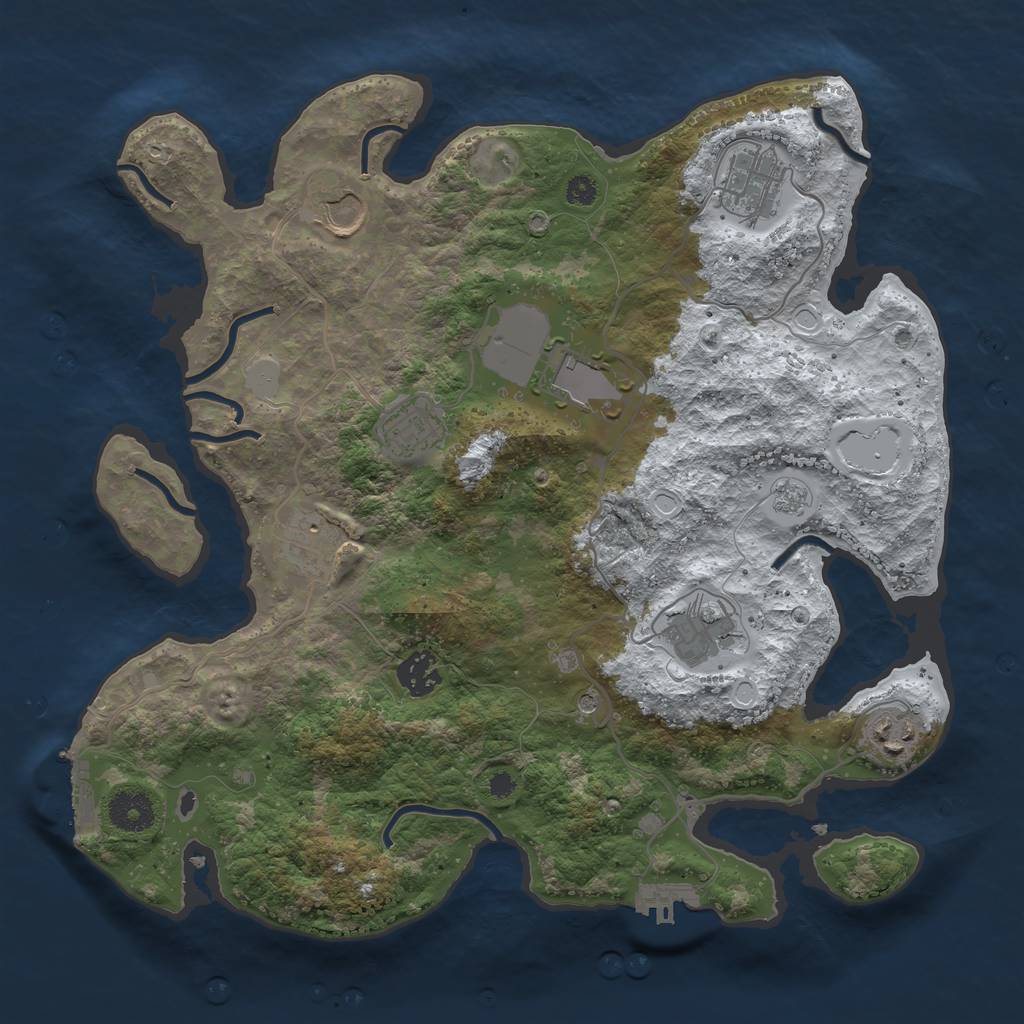 Rust Map: Procedural Map, Size: 3510, Seed: 3927245, 17 Monuments